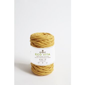 Pelote de fil à tricoter Eco Vita 12 - coton recyclé jaune col n°92
