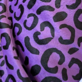 Velours ras stretch/Leo volutes purple - motif léopard