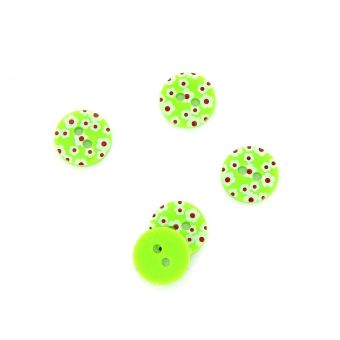 Boutons imprimés fleurs vert vif 13 mm