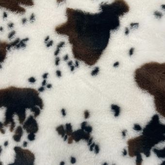 Tissu fausse fourrure douce écru motif vache cow boy