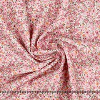 Tissu batiste coton bio fleurs rose