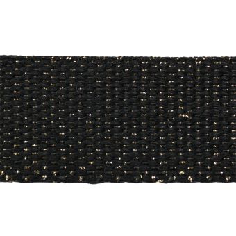 Sangle polyester noire lurex doré 30 mm