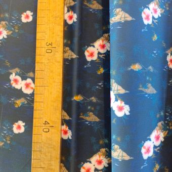 Coupon 50x45cm Toile imperméable fleurs des îles