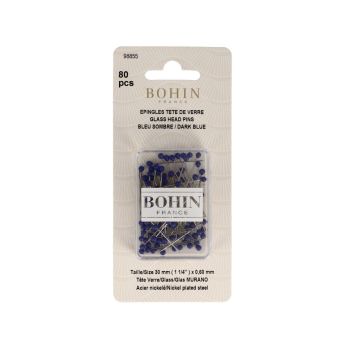 Epingles à tête de verre de Murano bleu roi - Bohin