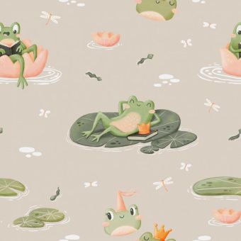 Tissu Softshell Grenouille Libellules, coupon 1m x laize (145cm)