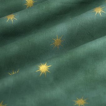 Tissu cretonne de Noël éclat or texturé vert