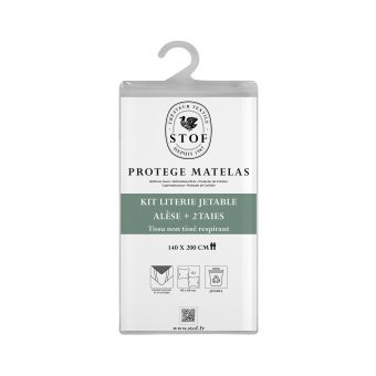 Kit literie jetable - Alèse 140 x 220 cm + 2 taies 60 x 60cm