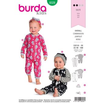 Patron Burda 9328 Ensemble pour bébés de 1 à 18 mois
