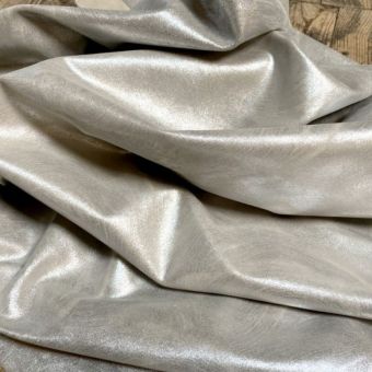 Peau de veau velours effet tamponné métallisé - BEIGE ARGENT