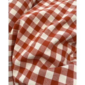 Tissu Coton Vichy Tissé Teint Terracotta