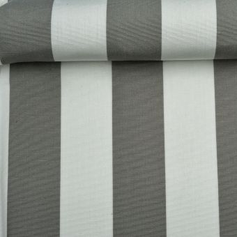 Tissu toile transat anti-uv rayée blanc et gris 44cm