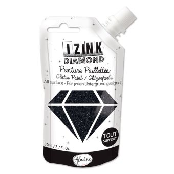Peinture textile 3D paillettes izink diamond noir 80 ml