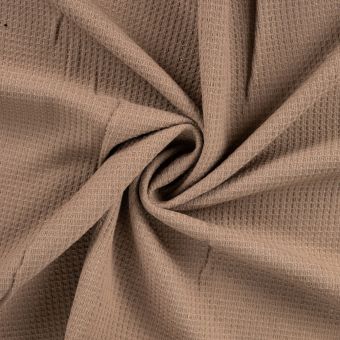 Tissu éponge nid d'abeille verso bouclette uni marron