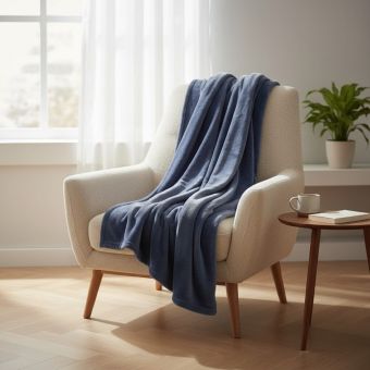 Plaid flanelle uni bleu  125x150 cm