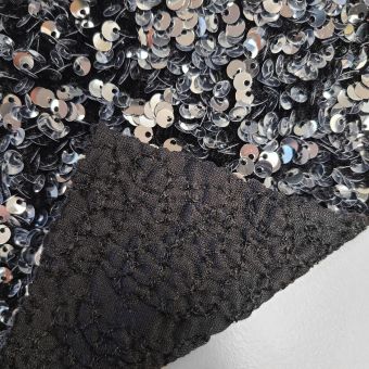 Maille lourde stretch sequin 3D argentée