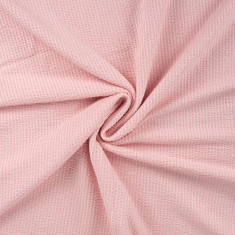 Maille seersucker imprimée fine rayure rose