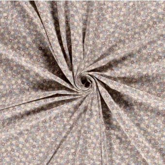 Tissu jersey extensible coton floral dense parme