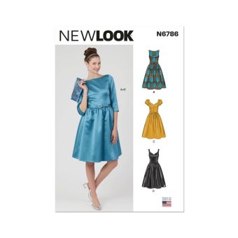 Patron New Look N°6786 - robes avec ceinture et sac pour jeunes femmes 34-44
