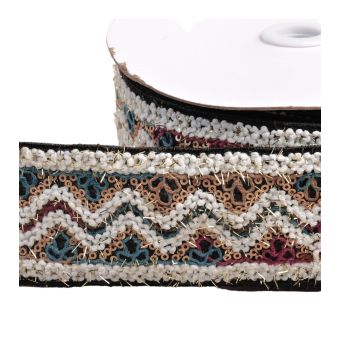 Bobine 10m galon brodé paillettes 55mm noir