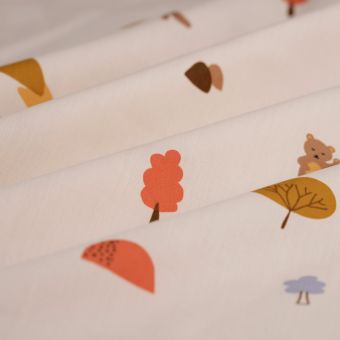 Tissu popeline coton animaux paysage multicolore