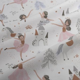 Tissu bachette ballerine licorne rose
