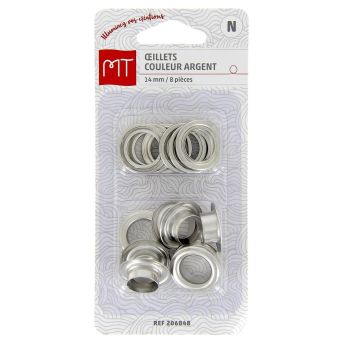 8 œillets 14 mm couleur argent