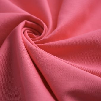 Tissu twill coton uni rose vif