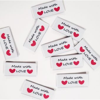 Lot de 10 étiquettes tissées Made With Love
