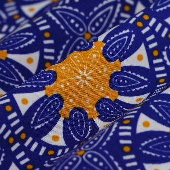 Tissu outdoor toile oxford carreaux indigo