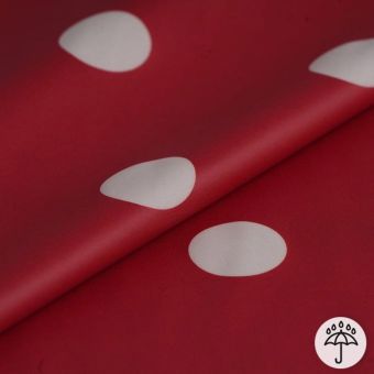 Tissu imperméable pois écru framboise