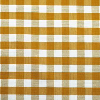 Tissu popeline de coton motif vichy 10mm safran