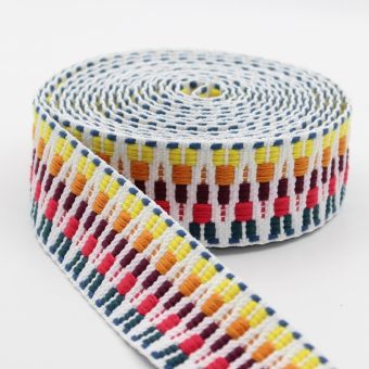 Sangle ethnique zig zag 38mm blanc