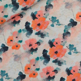 Toile lin viscose imprimée Misty rose - See You At Six