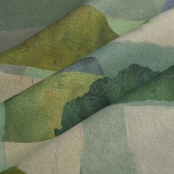 Tissu bachette lin coton aquaco bleu vert 