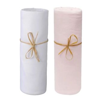 Lot de 2 Draps housse lit bébé 60 x 120 cm / 100% coton / 57 fils/cm²
