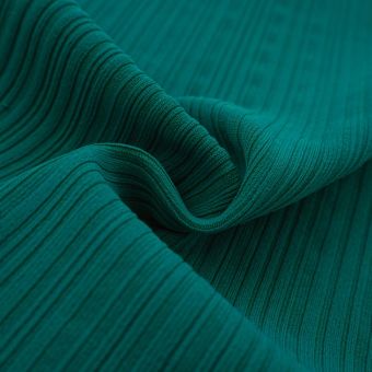 Tissu maillot de bain UV jacquard épais côtelé vert émeraude - Origine France