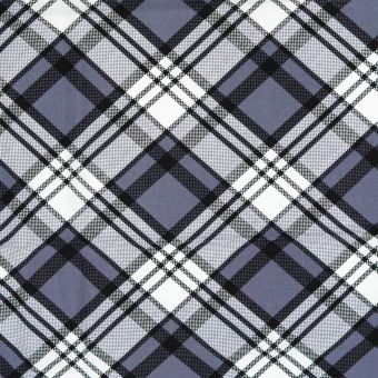 Tissu popeline viscose carreaux écru bleu