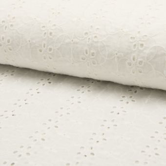 Tissu coton à broderie anglaise à fleurs écrues