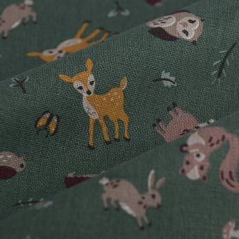 Tissu bachette ami de la forêt vert