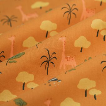 Tissu cretonne brousse camel 