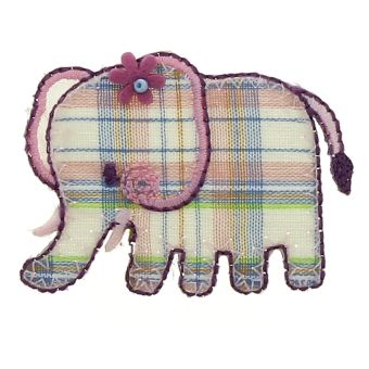 Écusson thermocollant éléphant carreaux