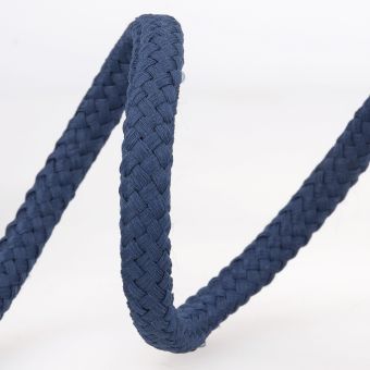 Cordon tressé tubulaire polyester bleu marine 8mm
