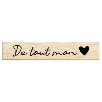 Tampons en bois rectangle inscription "De tout mon cœur"