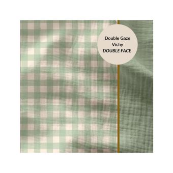 Tissu coton double gaze vichy vendu par 50 cm