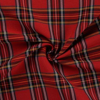 Tissu bengaline viscose super stretch imprimé tartan rouge