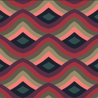 Tissu douillette imprimé vagues rétro bordeaux