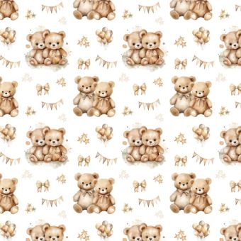 Tissu Softshell Deux Oursons Etoiles, coupon 1m x laize (145cm)