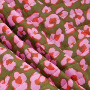 Coupon 2m matelassé Léopard rose et violet - Promod Couture