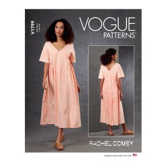 Patron Vogue 1799ZZ - robe ample, décolleté v, fronces taille du L au XXL