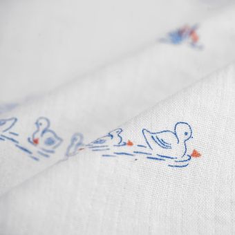 Tissu lange canards écru
